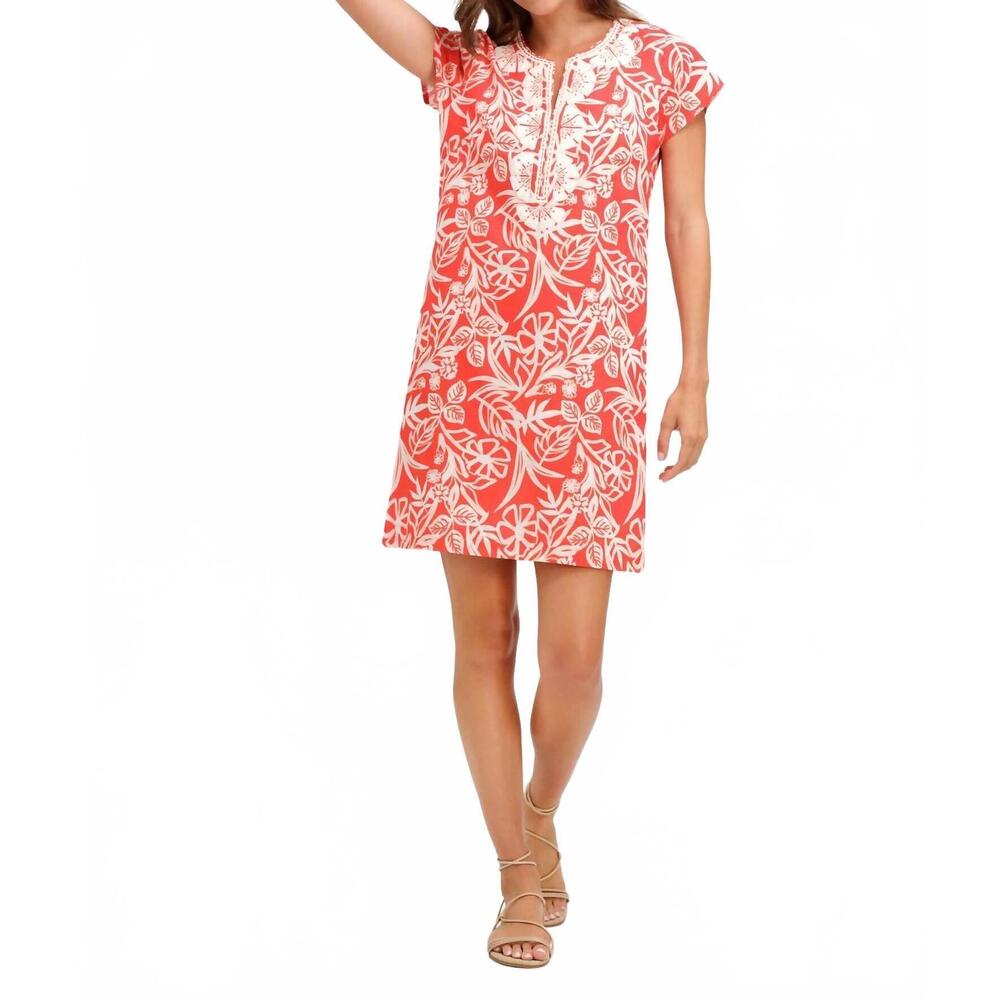NEW BELLA TU eli cap sleeve dress in bali coral